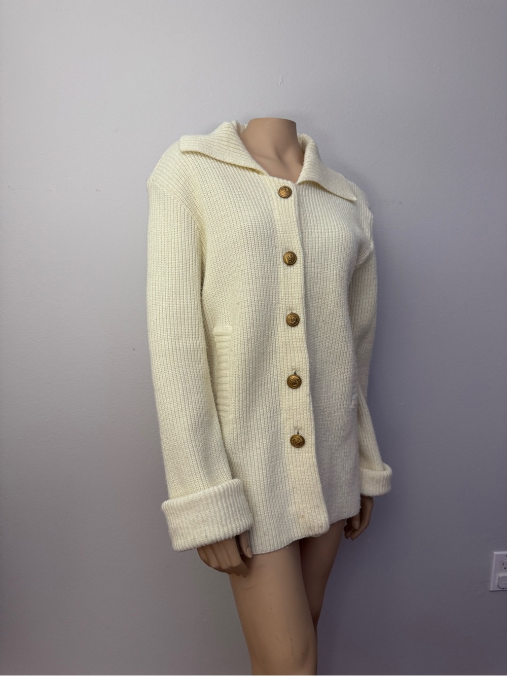 Cream Button-Front Knit Jacket - Picture 6 of 8